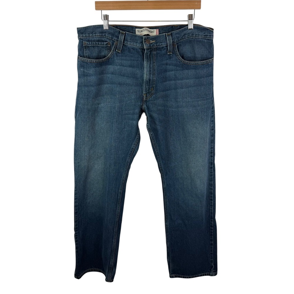 Levis 514 Men Slim Straight Jeans Size 38x32‎ Blue Denim Cotton Casual Classic